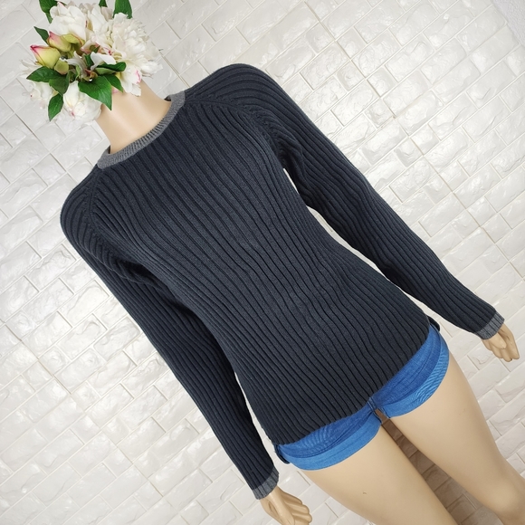 blue issue medium black rib knit mock sweater - Picture 3 of 5